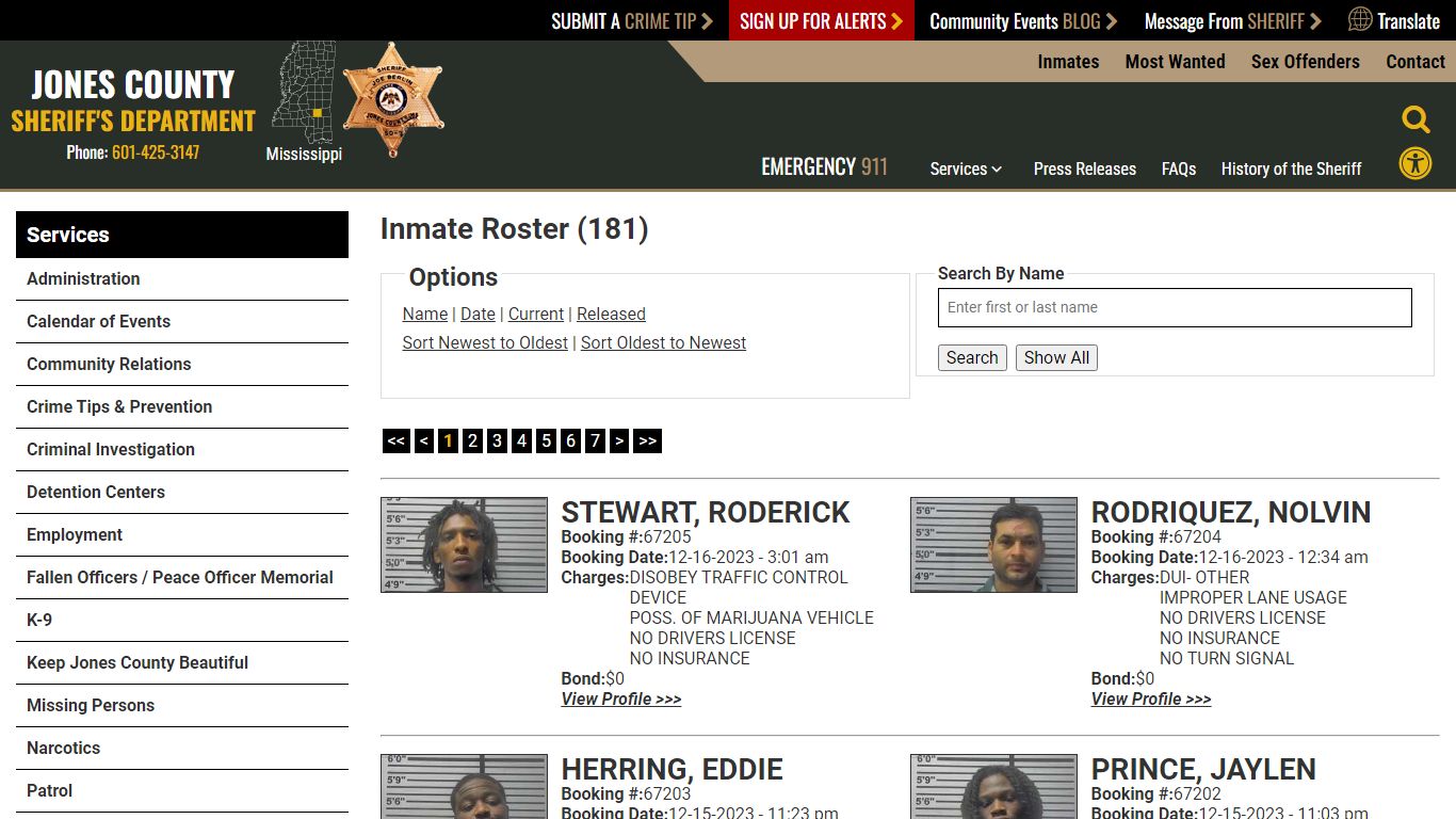 Inmate Roster - Current Inmates Booking Date Descending - Jones County ...
